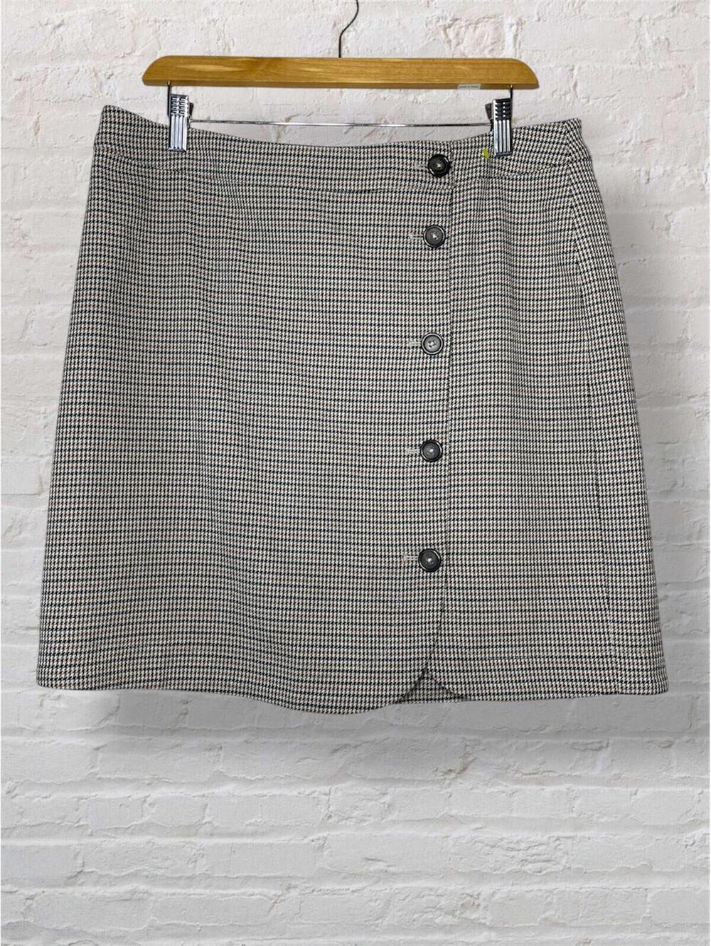Garnet Hill Houndstooth Mini Skirt 12 Mod Dark Academia business casual grunge